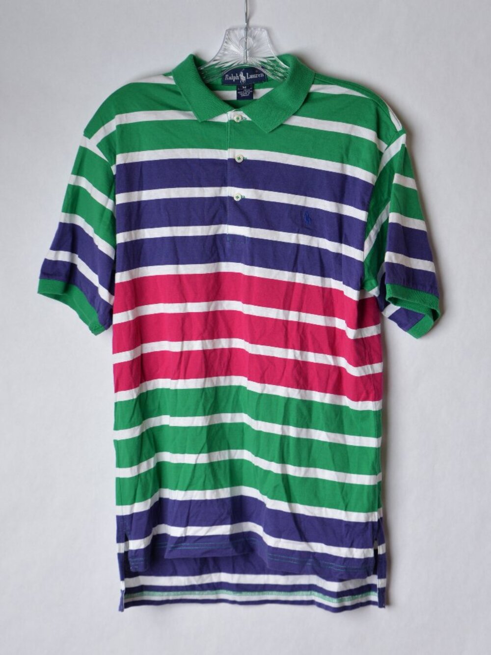 Ralph Lauren Mens Medium Multicolored Striped Short Sleeve Polo Shirt